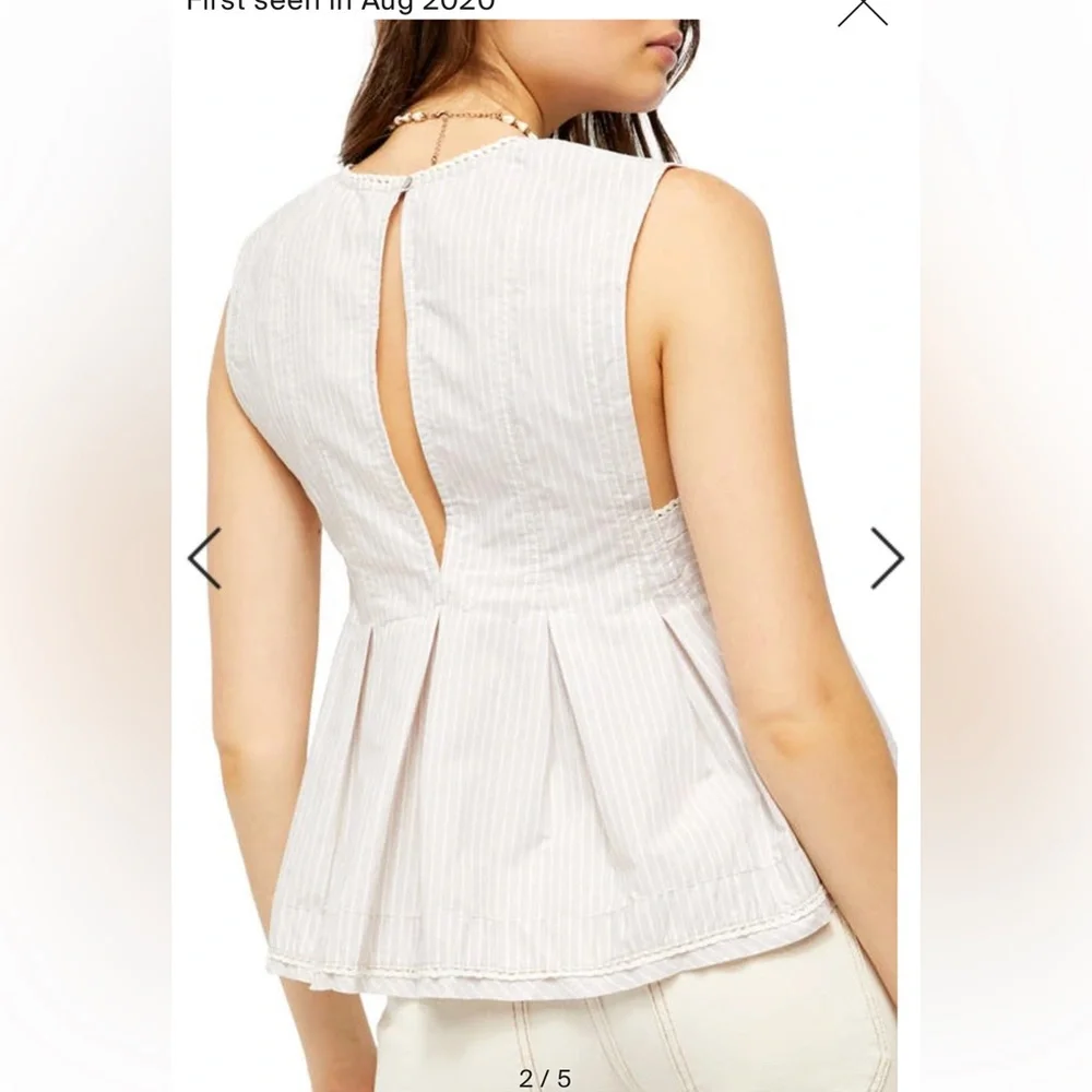 NWOT Free People Good Feels Striped Peplum Top Sz medium sleeveless summer - Picture 4 of 15